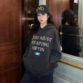 Washed Lettering Hooded Sweatshirt
